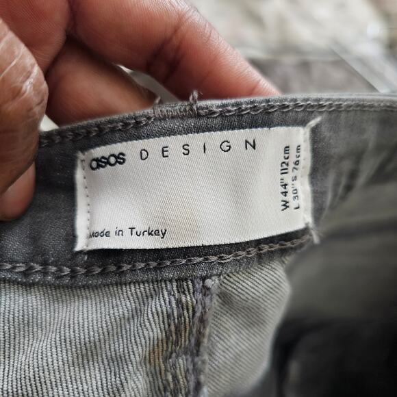Asos Design Gray Distressed Skinny Jeans Size 40x30 - Picture 4 of 5